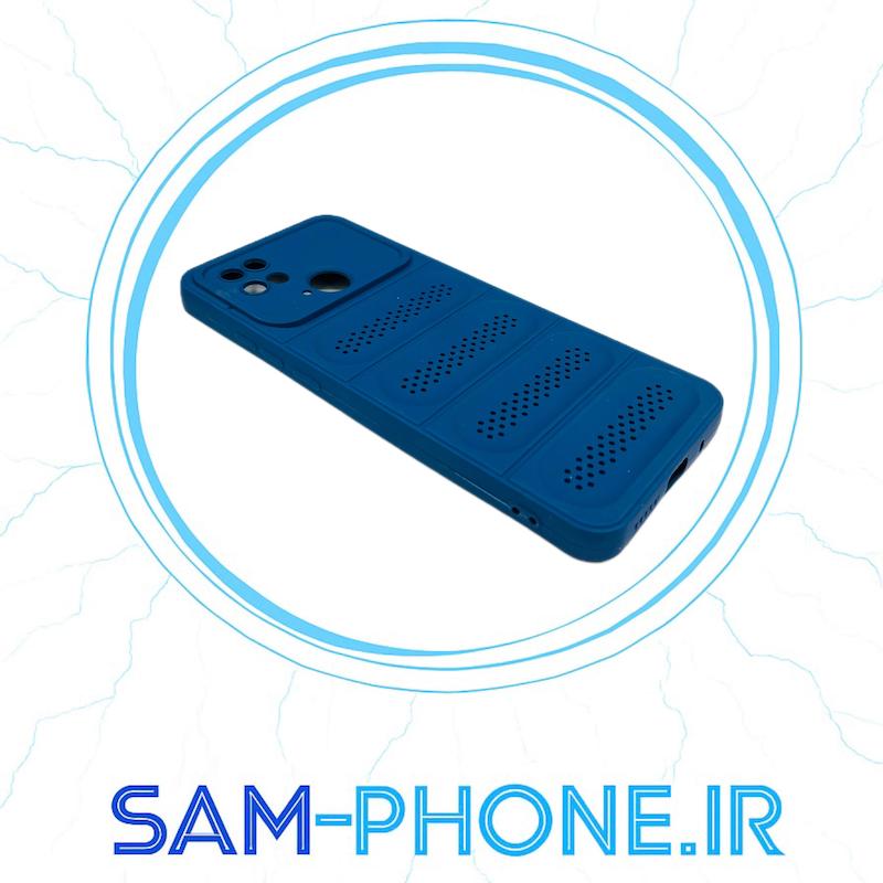 قاب گوشی Redmi 10C - Poco C40 شیائومی طرح توری ژله ای سیلیکونی محافظ لنز دار آبی کد 10856