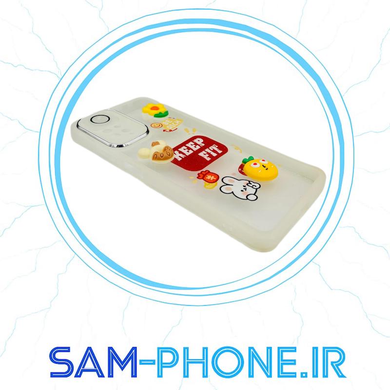 قاب گوشی Xiaomi Xiaomi Redmi Note 11 Pro 4G Global - Redmi Note 11 Pro 5G Global - Redmi Note 11E Pro - Redmi Note 12 Pro 4G شیائومی اورجینال متال NEW SKIN ( new face ) طرح شفاف ژله ای سه بعدی برجسته عروسکی سیلیکونی محافظ لنز دار شیشه ای سفید کد 10906