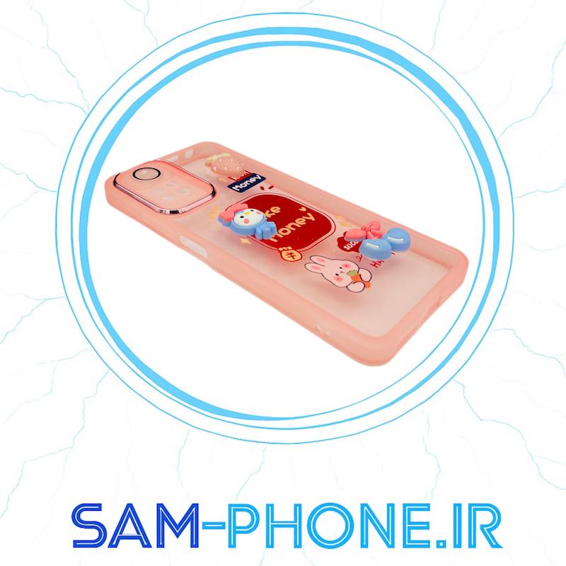 قاب گوشی Xiaomi Xiaomi Redmi Note 11 Pro 4G Global - Redmi Note 11 Pro 5G Global - Redmi Note 11E Pro - Redmi Note 12 Pro 4G شیائومی اورجینال متال NEW SKIN ( new face ) طرح شفاف ژله ای سه بعدی برجسته عروسکی سیلیکونی محافظ لنز دار شیشه ای صورتی کد 10909