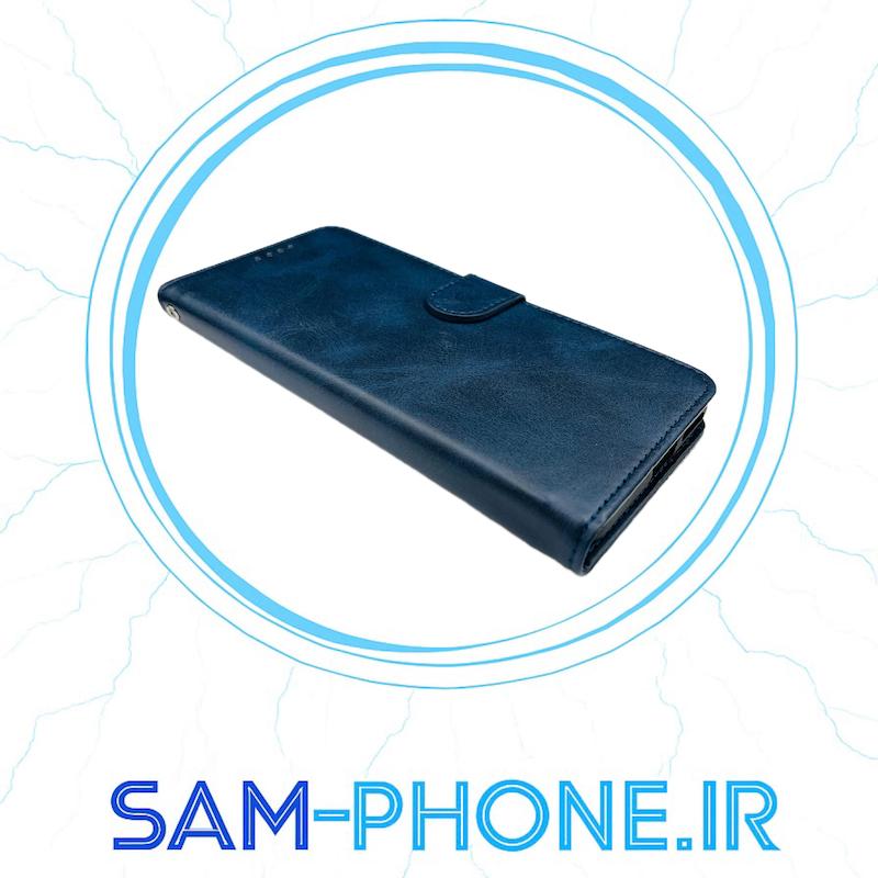 کیف گوشی Xiaomi Redmi Note 14 Pro 4G شیائومی مگنتی طرح چرم کتابی چرمی سرمه ای کد 10953