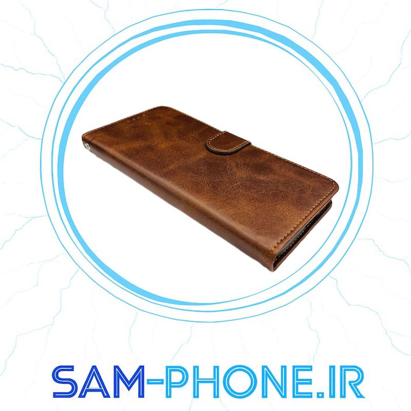 کیف گوشی Xiaomi Redmi Note 14 Pro 4G شیائومی مگنتی طرح چرم کتابی چرمی قهوه ای کد 10955