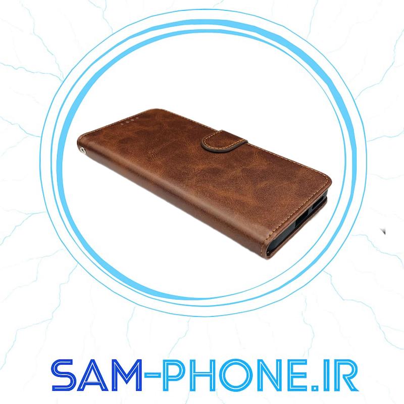 کیف گوشی Xiaomi Redmi Note 14 4G شیائومی مگنتی طرح چرم کتابی چرمی قهوه ای کد 10973