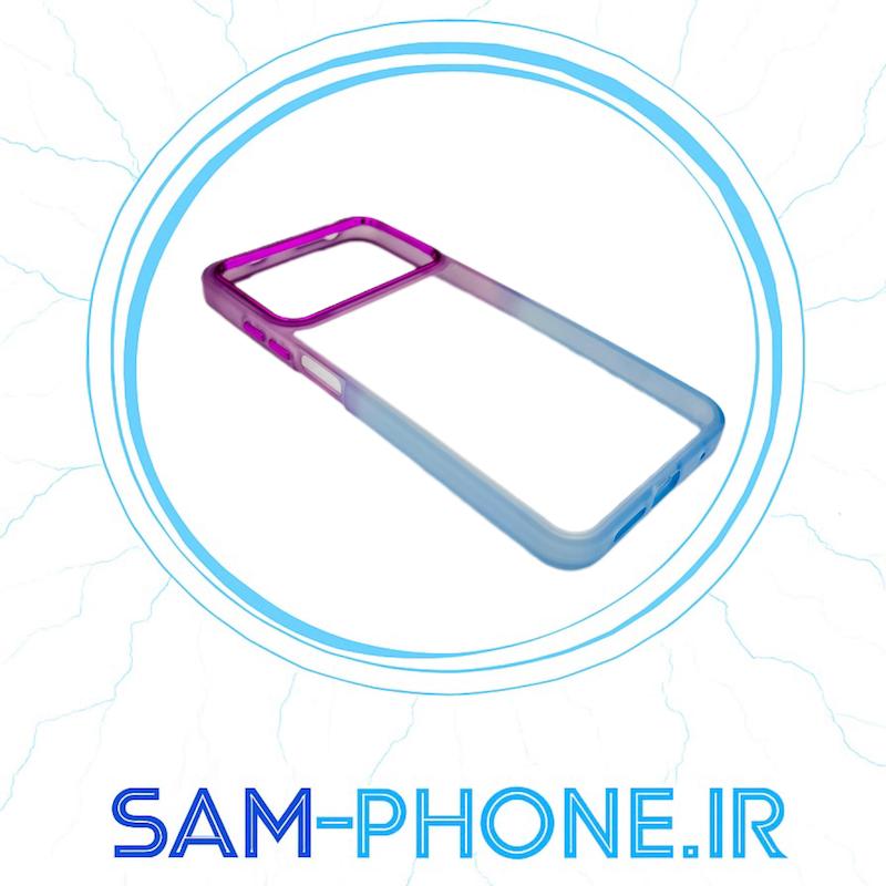 قاب گوشی Poco M4 Pro 4G شیائومی اورجینال متال NEW SKIN طرح پشت شیشه ای شفاف دور رنگی کد 11037