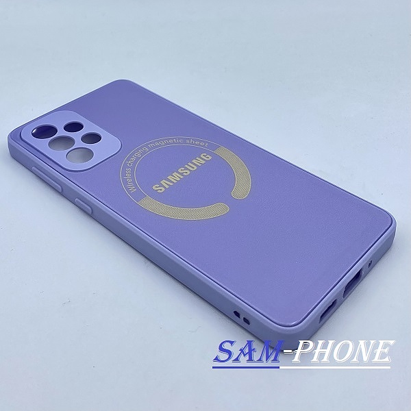 قاب گوشی Galaxy A73 5g سامسونگ مدل WIreless charging magnetic sheet ضد خش پشت گلس شیشه ای شارژ وایرلس محافظ لنز دار بنفش کد 41