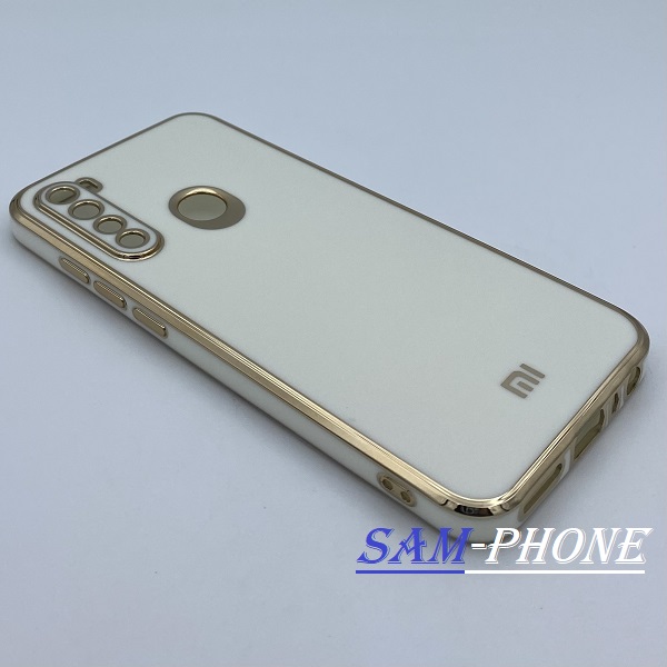 قاب گوشی Redmi Note 8 شیائومی طرح ژله ای مای کیس گلد لاین دور طلایی محافظ لنز دار رنگ سفید کد 27