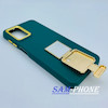 قاب گوشی Galaxy A12 سامسونگ اورجینال لاکچری PRO CAMERA طرح سیلیکونی محافظ متال پاپ سوکت آینه ای نگین دار داخل مخمل محافظ لنز دار رنگ سبز تیره کد 91