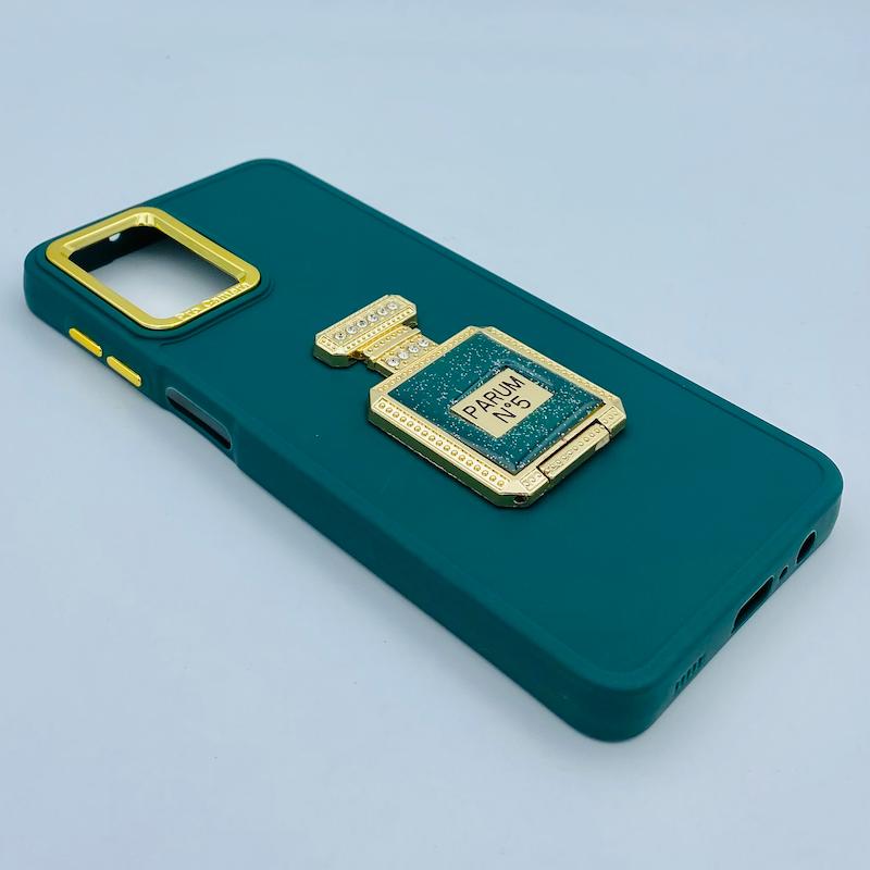 قاب گوشی Galaxy A12 سامسونگ اورجینال لاکچری PRO CAMERA طرح سیلیکونی محافظ متال پاپ سوکت آینه ای نگین دار داخل مخمل محافظ لنز دار رنگ سبز تیره کد 91