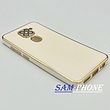 قاب گوشی Redmi Note 9 شیائومی طرح ژله ای مای کیس گلد لاین دور طلایی محافظ لنز شیشه ای رنگ سفید کد 16