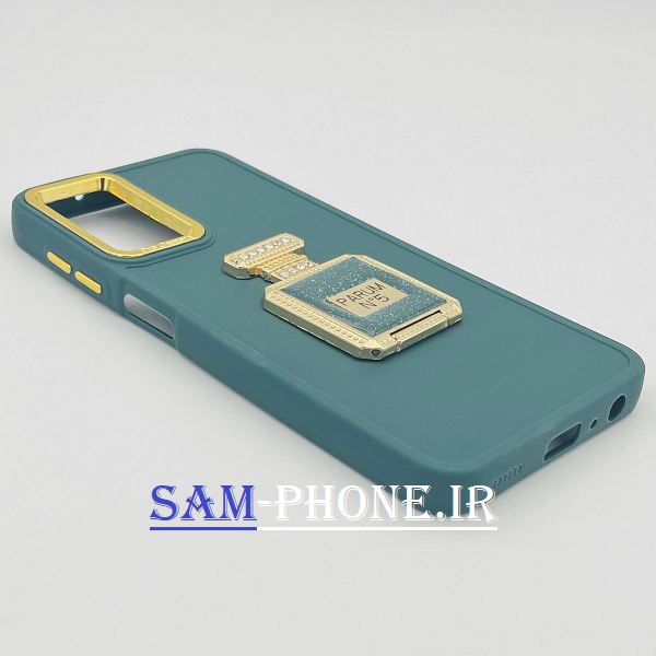 قاب گوشی Galaxy A13 4G سامسونگ اورجینال لاکچری PRO CAMERA طرح سیلیکونی محافظ متال پاپ سوکت آینه ای نگین دار داخل مخمل محافظ لنز دار رنگ سبز تیره