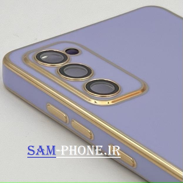قاب گوشی Galaxy S20 FE سامسونگ طرح ژله ای مای کیس گلد لاین دور طلایی محافظ لنز شیشه ای رنگ طوسی کد 69