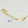 قاب گوشی Galaxy S20 FE سامسونگ طرح ژله ای مای کیس گلد لاین دور طلایی محافظ لنز شیشه ای رنگ سفید کد 71