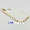 قاب گوشی Galaxy A20S سامسونگ طرح ژله ای مای کیس گلد لاین دور طلایی محافظ لنز شیشه ای رنگ سفید کد 47