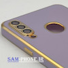قاب گوشی Galaxy A20S سامسونگ طرح ژله ای مای کیس گلد لاین دور طلایی محافظ لنز شیشه ای رنگ بنفش کد 48