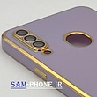 قاب گوشی Galaxy A20S سامسونگ طرح ژله ای مای کیس گلد لاین دور طلایی محافظ لنز شیشه ای رنگ بنفش کد 48