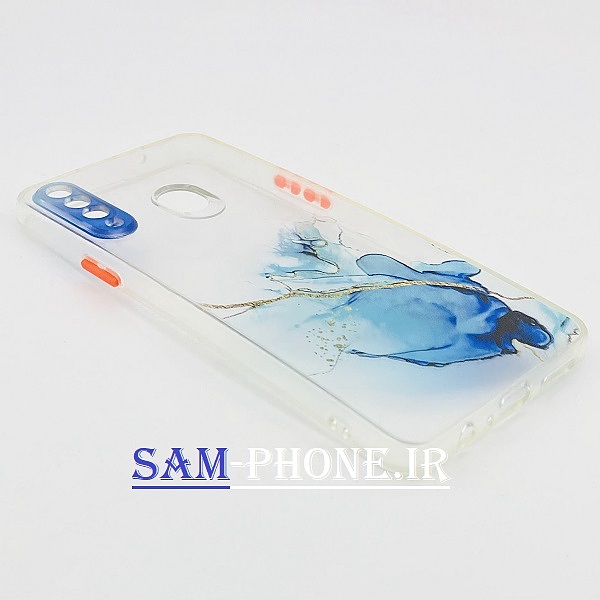 قاب گوشی Galaxy A20S سامسونگ پشت شیشه ای طرح ابر و باد شفاف محافظ لنز دار دکمه رنگی کد 55
