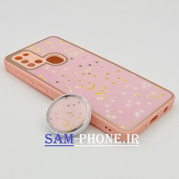 قاب گوشی Galaxy A21S سامسونگ اورجینال طرح دار مای کیس گلد لاین دور طلایی محافظ لنز دار پاپ سوکت دار کد 64