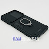 قاب گوشی Galaxy S21 FE سامسونگ طرح ضد ضربه بتمن فول ژله ای هولدر دار محافظ لنز دار کشویی پنجره ای مشکی کد 112