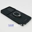 قاب گوشی Galaxy S21 FE سامسونگ طرح ضد ضربه بتمن فول ژله ای هولدر دار محافظ لنز دار کشویی پنجره ای مشکی کد 112
