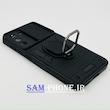 قاب گوشی Galaxy S21 FE سامسونگ طرح ضد ضربه بتمن فول ژله ای هولدر دار محافظ لنز دار کشویی پنجره ای مشکی کد 112
