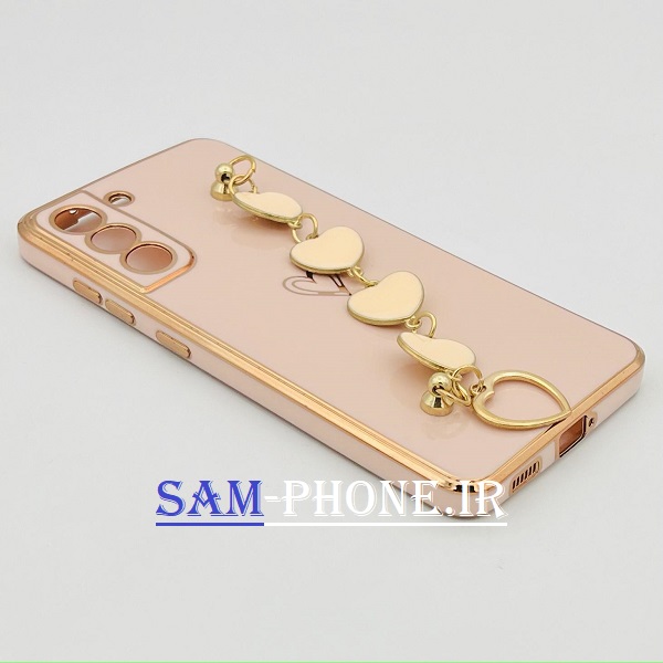 قاب گوشی Galaxy S21 FE سامسونگ طرح مای کیس گلد لاین لاکچری دستبندی زنجیری قلبی آویزدار محافظ لنز دار کالباسی کد 114