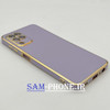 قاب گوشی Galaxy A22 4G - Galaxy M32 4G سامسونگ طرح ژله ای مای کیس گلد لاین دور طلایی محافظ لنز شیشه ای رنگ بنفش کد 134