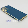 قاب گوشی Galaxy A22 4G - Galaxy M32 4G سامسونگ طرح ژله ای مای کیس گلد لاین دور طلایی محافظ لنز شیشه ای رنگ آبی کد 135