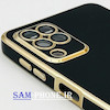 قاب گوشی Galaxy A22 4G - Galaxy M32 4G سامسونگ طرح ژله ای مای کیس گلد لاین دور طلایی محافظ لنز شیشه ای رنگ مشکی کد 137