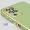 قاب گوشی Galaxy A22 4G - Galaxy M32 4G سامسونگ طرح ژله ای مای کیس گلد لاین دور طلایی محافظ لنز شیشه ای رنگ سبز پسته ای کد 138