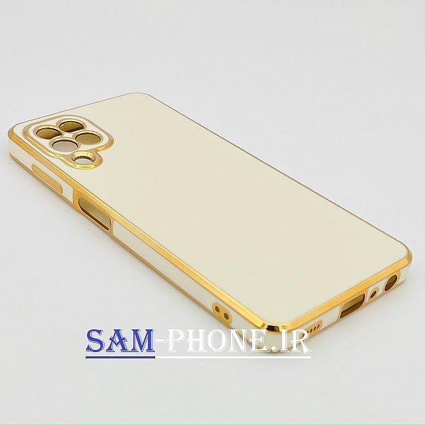 قاب گوشی Galaxy A22 4G - Galaxy M32 4G سامسونگ طرح ژله ای مای کیس گلد لاین دور طلایی محافظ لنز دار رنگ نباتی کد 144