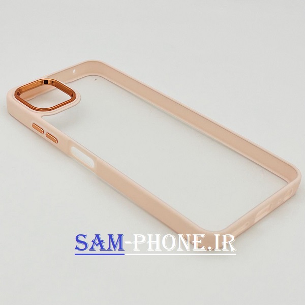 قاب گوشی Galaxy A22 5g سامسونگ اورجینال متال NEW SKIN طرح پشت شیشه ای شفاف دور سیلیکونی صورتی کد 89
