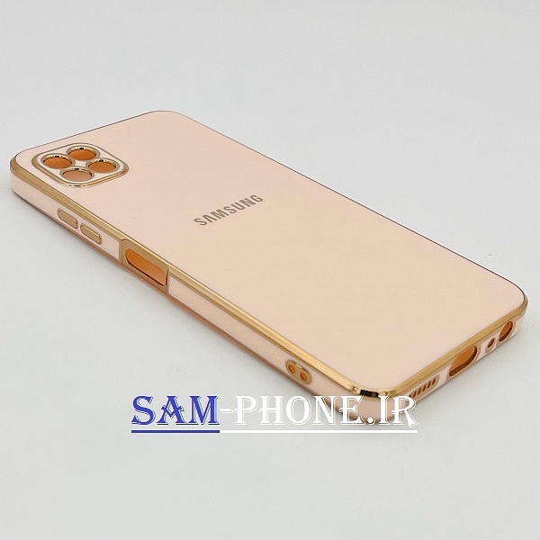 قاب گوشی Galaxy A22 5g سامسونگ طرح ژله ای مای کیس گلد لاین دور طلایی محافظ لنز دار رنگ صورتی کد 109