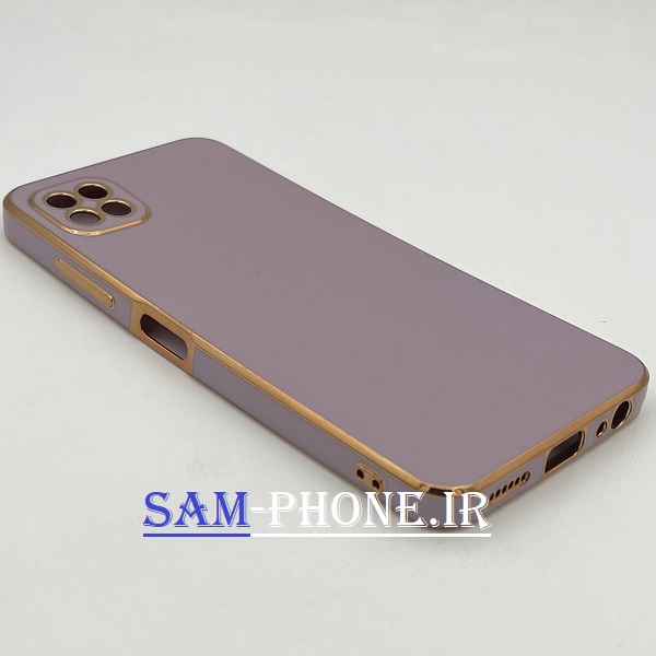 قاب گوشی Galaxy A22 5g سامسونگ طرح ژله ای مای کیس گلد لاین دور طلایی محافظ لنز دار رنگ بنفش کد 111