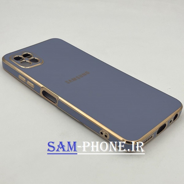 قاب گوشی Galaxy A22 5g سامسونگ طرح ژله ای مای کیس گلد لاین دور طلایی محافظ لنز دار رنگ طوسی کد 112