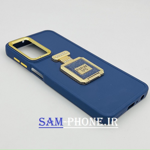 قاب گوشی Galaxy A23 4G سامسونگ اورجینال لاکچری PRO CAMERA طرح سیلیکونی محافظ متال پاپ سوکت آینه ای نگین دار داخل مخمل محافظ لنز دار رنگ سورمه ای کد 143