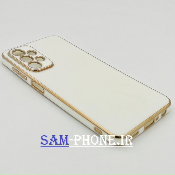 قاب گوشی Galaxy A23 4g سامسونگ طرح ژله ای مای کیس گلد لاین دور طلایی محافظ لنز دار سفید کد 225