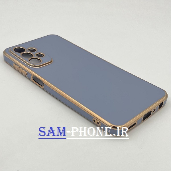 قاب گوشی Galaxy A23 4g سامسونگ طرح ژله ای مای کیس گلد لاین دور طلایی محافظ لنز دار طوسی کد 227