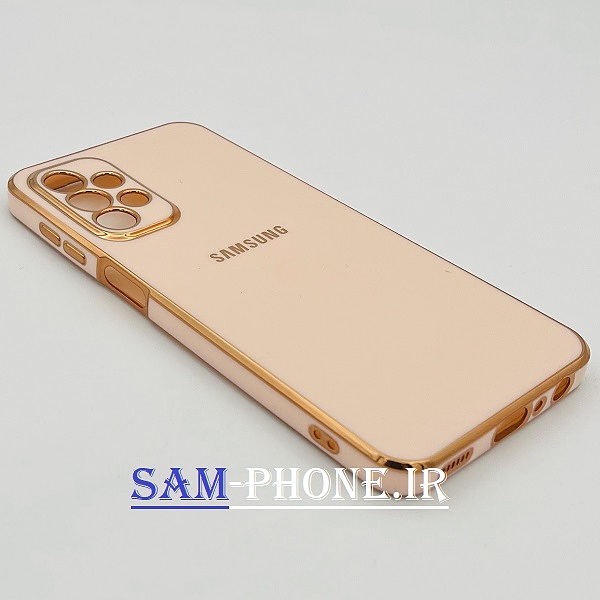 قاب گوشی Galaxy A23 4g سامسونگ طرح ژله ای مای کیس گلد لاین دور طلایی محافظ لنز دار صورتی کد 232