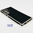 قاب گوشی Galaxy S23 Ultra سامسونگ طرح ژله ای مای کیس گلد لاین دور طلایی محافظ لنز شیشه ای رنگ مشکی کد 6