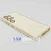 قاب گوشی Galaxy S23 Ultra سامسونگ طرح ژله ای مای کیس گلد لاین دور طلایی محافظ لنز شیشه ای رنگ سفید کد 7