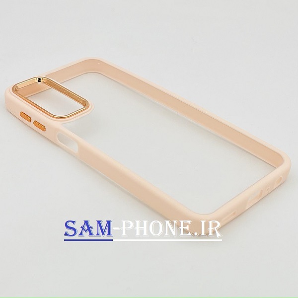 قاب گوشی Galaxy A24 سامسونگ اورجینال متال NEW SKIN طرح پشت شیشه ای شفاف دور سیلیکونی صورتی کد 36