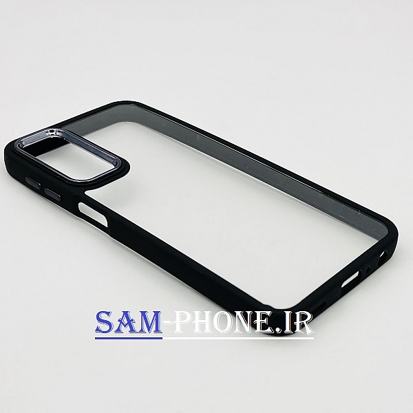قاب گوشی Galaxy A24 سامسونگ اورجینال متال NEW SKIN طرح پشت شیشه ای شفاف دور سیلیکونی مشکی کد 37