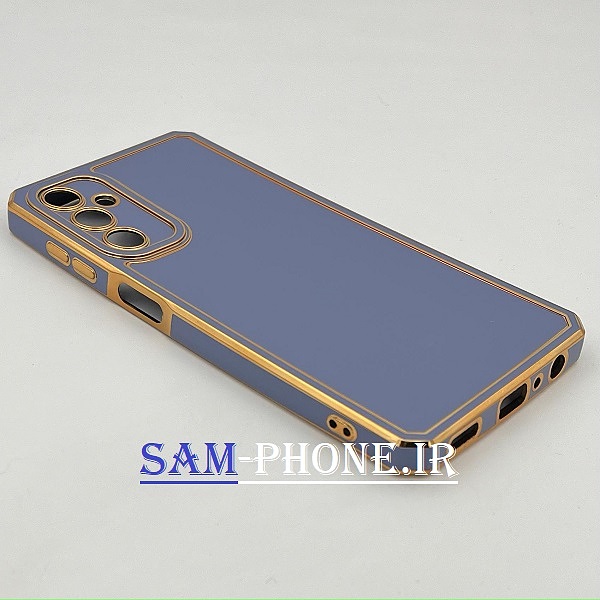 قاب گوشی Galaxy A24 سامسونگ طرح ژله ای مای کیس گلد لاین دور طلایی محافظ لنز دار طوسی کد 47