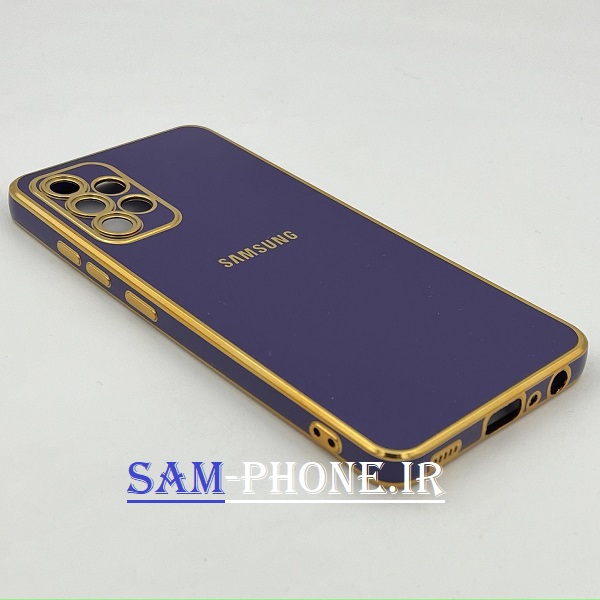 قاب گوشی Galaxy A32 4G سامسونگ طرح ژله ای مای کیس گلد لاین دور طلایی محافظ لنز دار رنگ بنفش کد 81