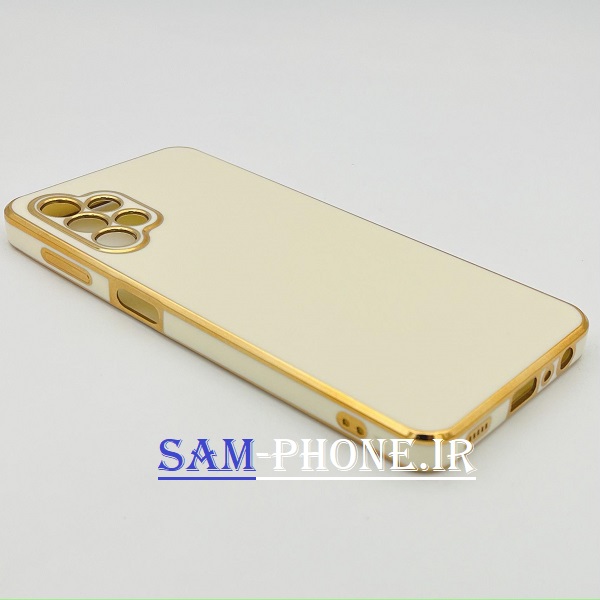 قاب گوشی Galaxy A32 5g سامسونگ طرح ژله ای مای کیس گلد لاین دور طلایی محافظ لنز دار رنگ نباتی کد 128