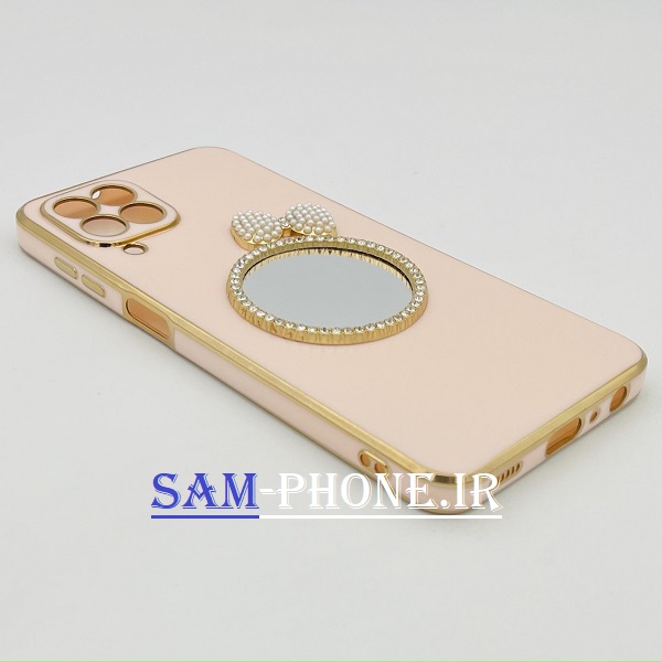 قاب گوشی Galaxy M33 5G سامسونگ مای کیس گلد لاین دور طلایی محافظ لنز دار آینه ای پاپیونی نگیندار کالباسی کد 24