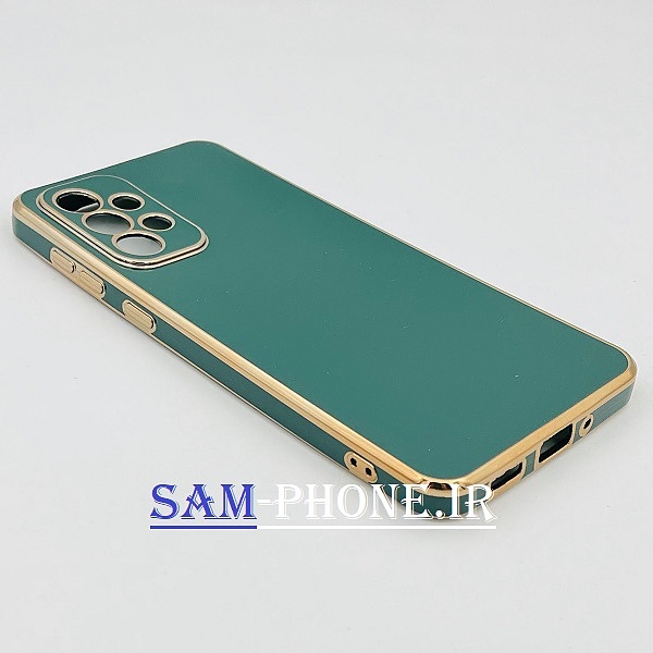 قاب گوشی Galaxy A33 5g سامسونگ طرح ژله ای مای کیس گلد لاین دور طلایی محافظ لنز دار رنگ سبز تیره کد 119