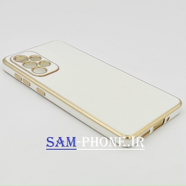قاب گوشی Galaxy A33 5g سامسونگ طرح ژله ای مای کیس گلد لاین دور طلایی محافظ لنز دار رنگ سفید کد 120