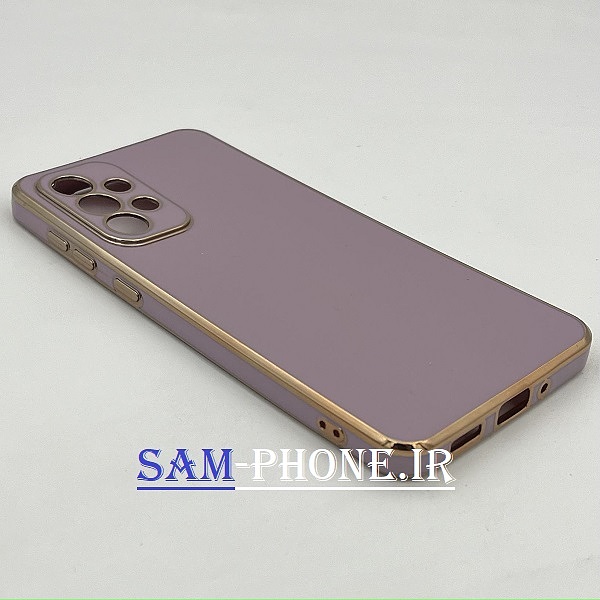 قاب گوشی Galaxy A33 5g سامسونگ طرح ژله ای مای کیس گلد لاین دور طلایی محافظ لنز دار رنگ بنفش کد 121
