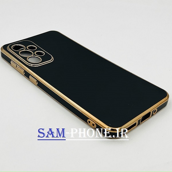 قاب گوشی Galaxy A33 5g سامسونگ طرح ژله ای مای کیس گلد لاین دور طلایی محافظ لنز دار رنگ مشکی کد 123