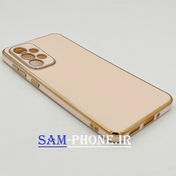 قاب گوشی Galaxy A33 5g سامسونگ طرح ژله ای مای کیس گلد لاین دور طلایی محافظ لنز دار رنگ صورتی کد 124